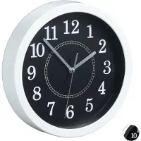 Relaxdays 3 x Ronde wandklok, kleine klok om op te hangen, klassiek design, op batterijen, met secondewijzer, klok, diameter 20 cm, wit