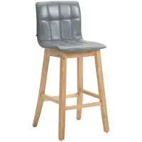 CLP Bregenz Barkruk - Met rugleuning - Hout frame - Kunstleer - natura/grijs
