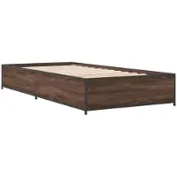 vidaXL Bedframe bewerkt hout en metaal bruin eikenkleurig 90x190 cm