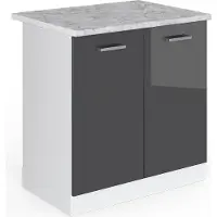 Vicco R-Line Wastafelkast – 80 cm, WB Marmer Antraciet Hoogglans