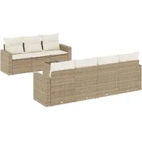 vidaXL 8-delige Loungeset met kussens poly rattan beige