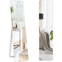 Costway 2-in-1 spiegel voor het hele lichaam, 37 x 160 cm, vrijstaand en wandmodel met houten frame, make-upspiegel, garderobespiegel voor slaapkamer, woonkamer en hal