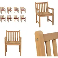 vidaXL Tuinstoelen 8 st met wijnrode kussens massief teakhout - Tuinstoel - Tuinstoelen - Buitenstoel - Buitenstoelen