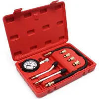 Wiltec compressiemeter 0-20 bar voor personenauto's/vrachtwagens met benzinemotoren. Compressietester, 9-delige set in een kunststofkoffer. Compressiemeter