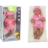 Leantoys Speelgoed pop - roze outfit - 39x18x10 cm - beweegbaar