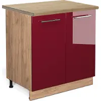 Vicco Fame-Line Keukenonderkast – 80 cm met legplank, WB Eik Bordeauxrode hoogglans