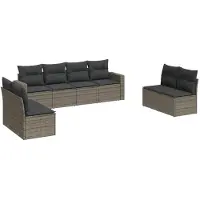 vidaXL 8-delige Loungeset met kussens poly rattan grijs