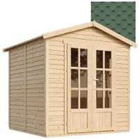 Timbela M351FB+H351FBGREEN - Tuinkantoor - 4,08 m² - 222x233xH233 cm - met vloer en groene dakshingles