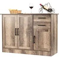Costway dressoir met 2 lades, 3 deuren, 1 verstelbaar legplank, multifunctionele keukenkast/buffetkast, 110x40x78cm, hout