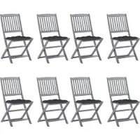 Syfax Inklapbare stoelen 8 st met kussens massief acaciahout