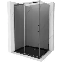 Mexen Omega douchecabine schuifdeur 100 x 80 , grafiet, chroom + Flat douchebak, zwart - 825-100-080-01-40-4070