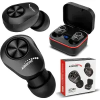 Audiocore TWS Bluetooth oordopjes met oplaadstation en geïntegreerde microfoon. Touch-technologie. Draadloze oordopjes, True Wireless Stereo, BT5.1. Oplaadbox met display, zwart