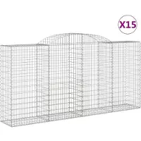 vidaXL Schanskorven 15 st gewelfd 300x50x140/160 cm ijzer