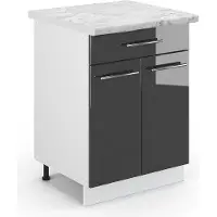Vicco Fame-Line Keukenonderkast – 60 cm met lade, WB Marmer Antraciet Hoogglans