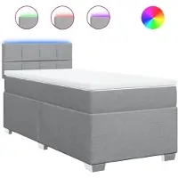 vidaXL Boxspring met matras stof lichtgrijs 100x200 cm