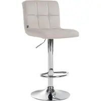 CLP barkruk, Peru, fluwelen bekleding, in hoogte verstelbaar, draaibaar, met rugleuning | Kleur: crème, frame: chroom