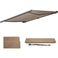 Mendler Vervangingshoes voor zonnescherm T123, volledig cassette model, zonwering 4,5x3 meter polyester, beige kleur