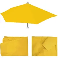 Mendler Vervangingshoes voor Parla halfronde parasol, parasolhoes vervangingshoes, 270cm stof/textiel UV 50+ 3kg ~ geel