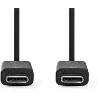 Nedis USB-Kabel | USB 3.2 Gen 2x2 | USB-C Male | USB-C Male | 240 W | 8K@30Hz | 20 Gbps | Vernikkeld | 1.00 m | Rond | PVC | Zwart | Label - CCGL64750BK10