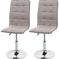 Mendler Set van 2 eetkamerstoelen -C41, keukenstoel, in hoogte verstelbaar en draaibaar, stof/textiel MVG ~ crèmegrijs