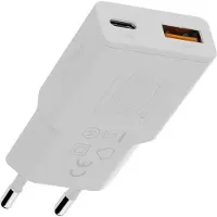 Xtorm Go2 Slimline USB-C / USB-A Adapter - Dubbele Poort Oplader - Charger - 33W Krachtige Snellader - Compacte USB C Oplader - Wit