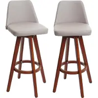 Mendler Set van 2 barkrukken -C43, barkruk counter stool, hout imitatieleer draaibaar MVG-gecertificeerd ~ taupe