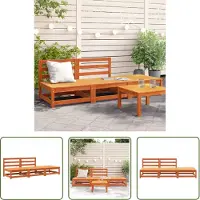 The Living Store Tuinbank zonder armleuning met voetenbank grenenhout wasbruin - Tuinbank - Tuinbanken - Tuinmeubel - Loungebank Tuin