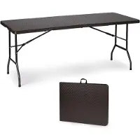 Northix Campingtafel - 179x74x74 cm - rotan look - bruin
