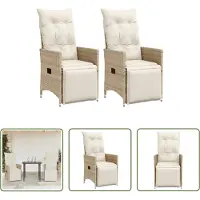 The Living Store Lounge Stoel - Tuinstoelen - Tuinstoelen 2 st verstelbaar met kussens poly rattan beige - Relaxfauteuil - Buis Meubel - Outdoor Furniture