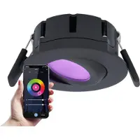 HOFTRONIC™ Smart LED inbouwspot Napels zwart 8 Watt RGBWW IP65 kantelbaar WiFi + Bluetooth