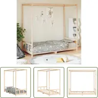 The Living Store Hemelbed - Kinderbed - Kinderbedframe 90x200 cm massief grenenhout - Grenenhouten Bed - Kindermeubel - Jeugd Kamer Decoratie