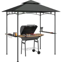 Outsunny - Barbecuepaviljoen - met 4 LED Lampjes - Donkergrijs