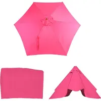 Mendler Vervangende hoes voor parasol Florida, parasolhoes vervangende hoes, Ø 3m polyester 6 stokjes ~ roze