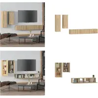 vidaXL 4-delige Tv-meubelset bewerkt hout sonoma eikenkleurig - Tv-kast - Tv-kasten - Tv-meubel - Hifi-meubel