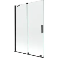 Mexen Velar badwand 2-vleugelig schuifbaar 120 x 150 , transparant, zwart - 896-120-000-01-70