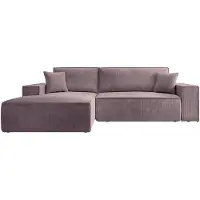 Selsey Hoekbank Galine New links ribstof met slaapfunctie | ribfluweel roze 267x85x167 cm hoekbanken | NADUVI