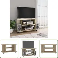 The Living Store vidaXL Salontafel - Tv-meubel - Tv-meubel met wieltjes 80x40x45 cm bewerkt hout sonoma eiken - Houten Meubels - Media-meubel - Tv-stand