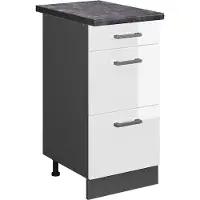 Vicco R-Line Keukenonderkast – 40 cm met laden, WB Antraciet Wit Hoogglans