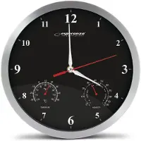 Esperanza Washington - Wandklok ø30cm - Temperatuur- en luchtvochtigheidsmeter - Zwart