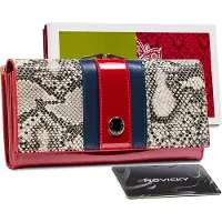 Peterson damesportemonnee van natuurlijk leer, rood, met RFID-bescherming, 19x10 cm