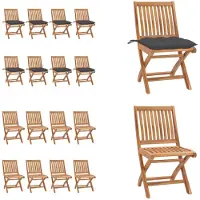 vidaXL Tuinstoelen 8 st inklapbaar met kussens massief teakhout - Tuinstoel - Tuinstoelen - Buitenstoel - Buitenstoelen