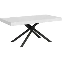 Ityhome - Uittrektafel 180/440x90 cm, model Karida, esdoornhout, wit, poten in antracietgrijs
