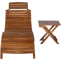 vidaXL Ligbed met tafel massief acaciahout bruin