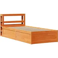 vidaXL Bedframe met hoofdbord massief grenenhout wasbruin 100x200 cm