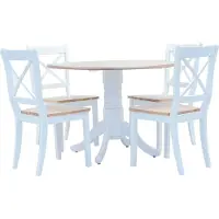 Syfax 5-delige Eethoek massief rubberwood wit en bruin