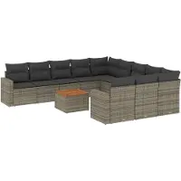 vidaXL 12-delige Loungeset met kussens poly rattan grijs