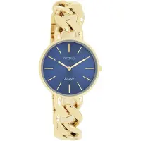 Oozoo Goudkleurige horloge met goudkleurige grove schakelarmband - C20359