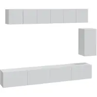 Syfax 6-delige Tv-meubelset bewerkt hout wit