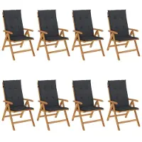 vidaXL Tuinstoelen 8 st verstelbaar met kussens massief teakhout