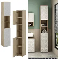 Vicco Badkamerkast Edge Wit 30 x 189.5 cm met 2 deuren en 3 vakken, Model 40314